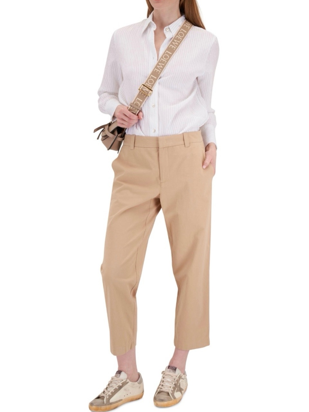 Vince Pale Wheat Low Rise Washed Cotton Crop Chino Pant Trouser 00